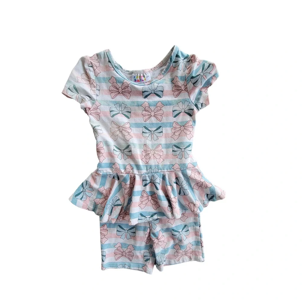 DotDot Smile Unicorn Ruffle Swing Dress Bow Skirted Romper 2PC Bundle‎ Size 3/4